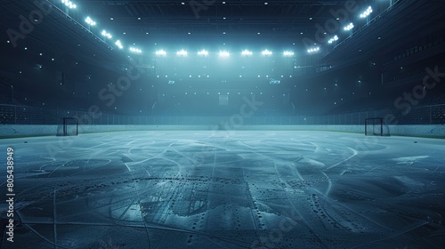 Hockey ice rink sport arena empty field stadium on dark background