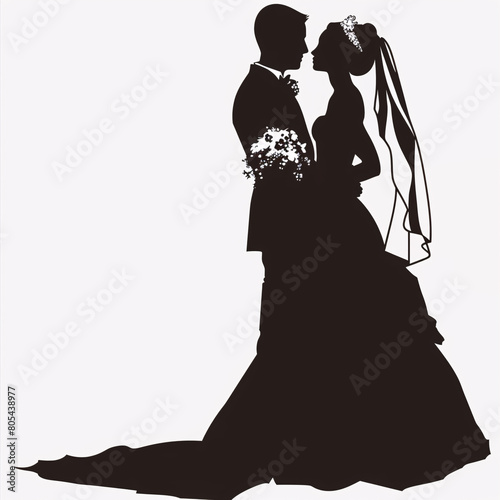 Silhouette of bride and groom. Clip-art. © Got Pink?