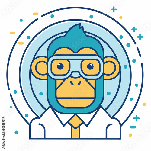 Comic Style Monkey Outline Logo  Cute Monkey Logo 