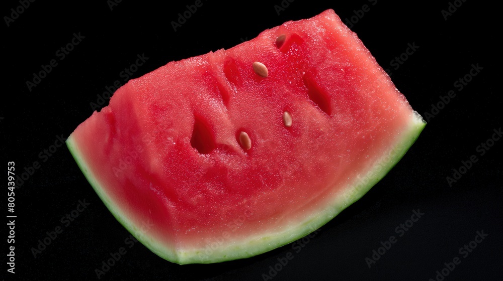 Ripe watermelon slice set against black backdrop
