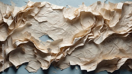 background texture of kraft paper crumpled in pieces