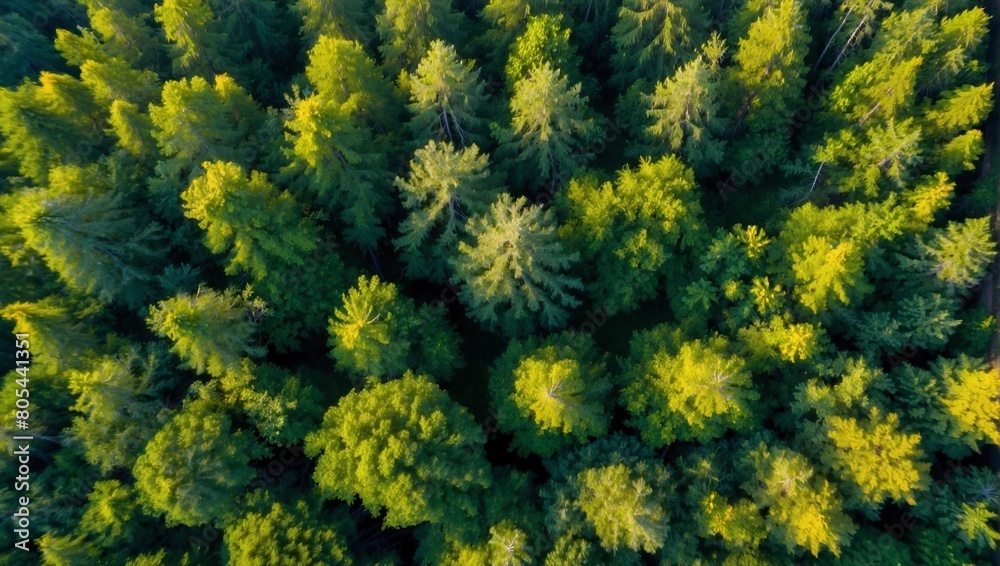 Summer in forest aerial top view. Mixed forest, green deciduous trees. Soft light in countryside woodland or park. Drone shoot above colorful green texture in nature Summer in forest aerial top view. Mixed forest, green deciduous trees. Soft light in countryside woodland or park. Drone shoot above colorful green texture in nature