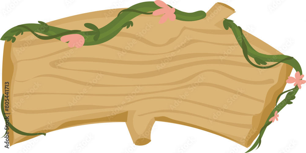 Naklejka premium Cartoon wooden sign illustration on transparent background. 