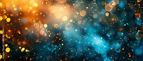 AI crafted blue and gold abstract, bokeh