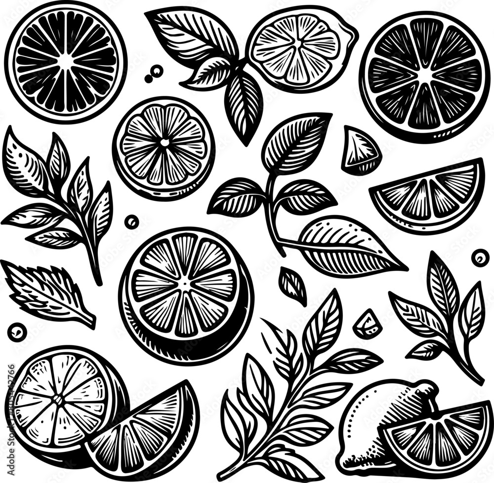 Lime black outline illustration. Coloring book. Lime black outline illustration. Coloring book.