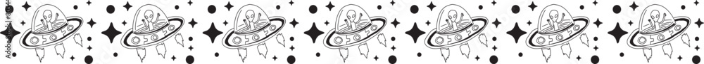 UFO line border illustration on transparent background.
UFO line border illustration on transparent background.