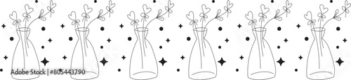 Flower vase line border on transparent background.
