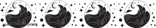 Beautiful globe line border illustration on transparent background.
