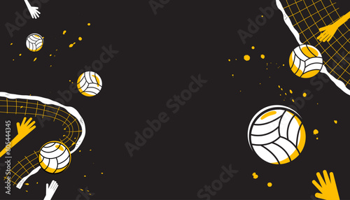 Volleyball player hands setting ball on abstract black background. The sport concept.
