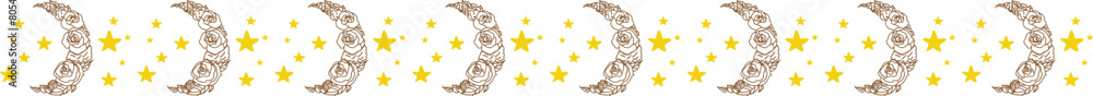 Obraz premium Moon line border illustration on transparent background.