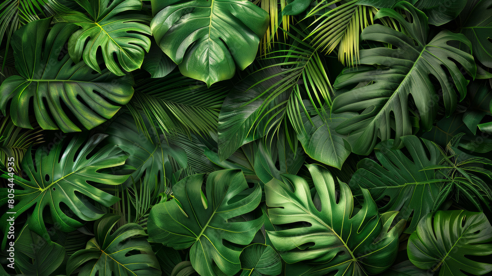 custom made wallpaper toronto digitalLush tropical escape: A dense collage of vibrant green leaves offers a serene and natural background