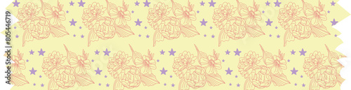 Wallpaper Mural Flower yellow washi tape on transparent background.
 Torontodigital.ca