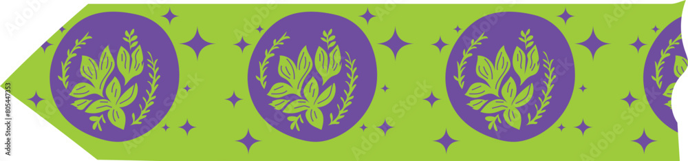 Fototapeta premium Fantasy flower washi tape on transparent background. 