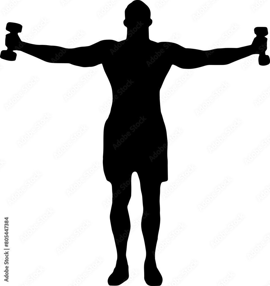 Sport bodybuilding man silhouette PNG with barbell flexing muscles and making shoulder press squat in gym vector silhouette. Weightlifter man, bodybuilder training. Personal trainer workout. Fit man