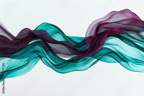 Abstract tiddle waves in a fusion of bright teal and deep maroon, creating a vivid and striking visual contrast, on a solid white background.