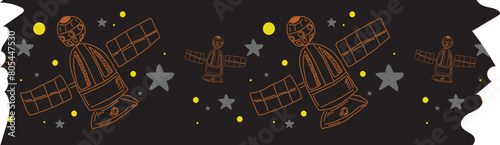Spaceship washi tape on transparent background.
