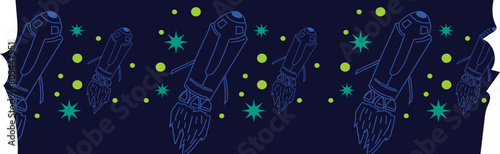Spaceship washi tape on transparent background.
