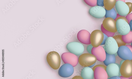 easter eggs in a bowl. 3D render