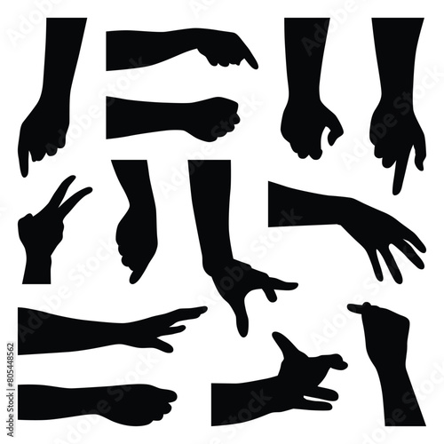 Vector collection set of hand gesture silhouettes.