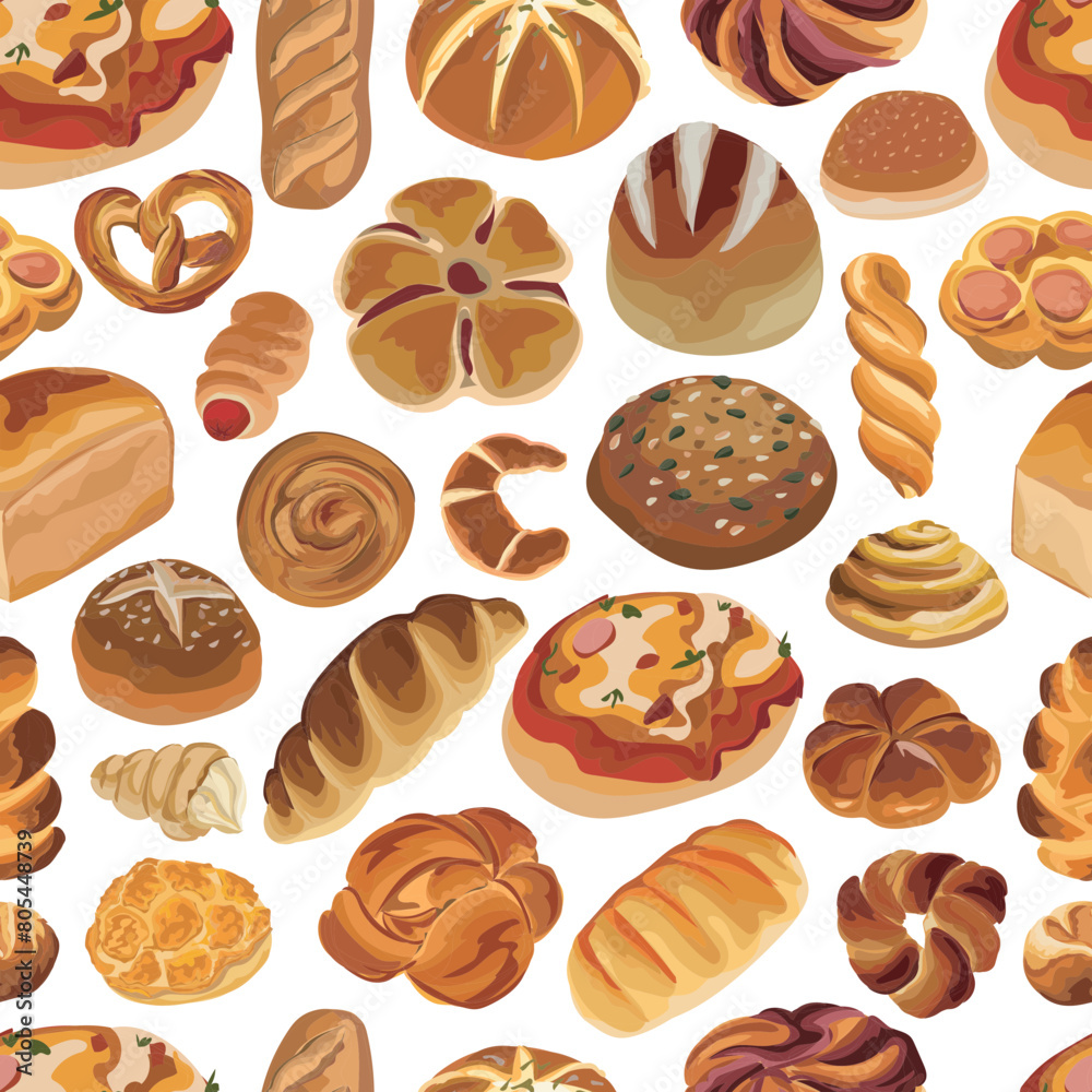 Bread seamless pattern background.
Bread seamless pattern background.