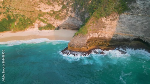 Ariel views of Kelingking Beach and Cliffs, Nusa Penida, Bali, Indonesia, Most beautiful beach in the world