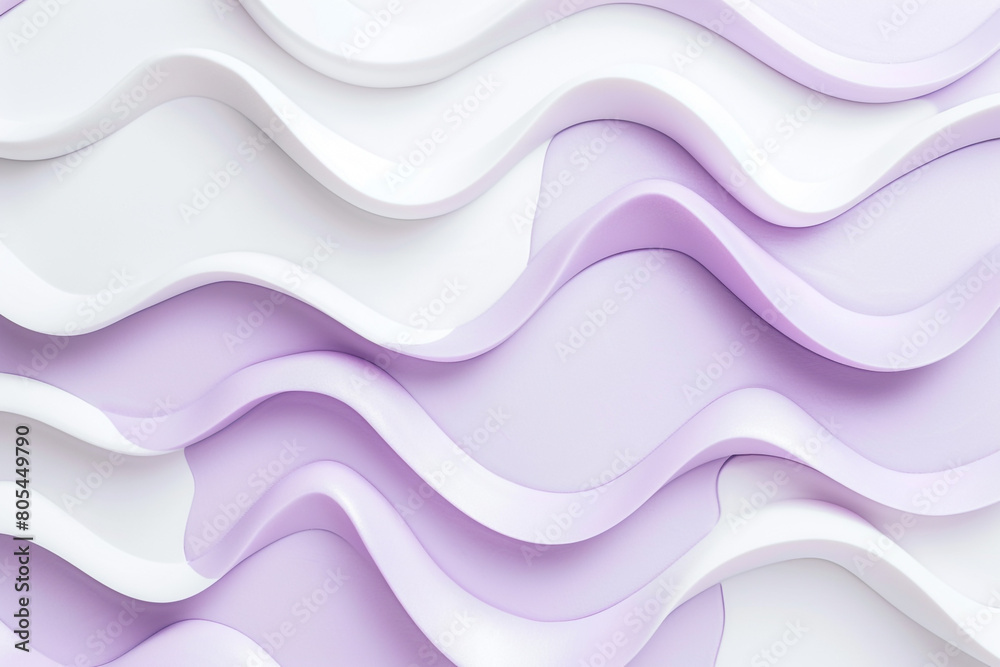 Gentle tiddle waves in shades of buttercream and soft lilac, offering a sweet and soothing abstract design on a solid white background.
