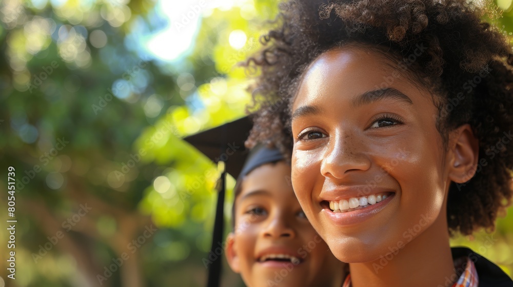 Smiling Young Girl and Boy Enjoying a Sunny Day Outdoors. Generative ai Smiling Young Girl and Boy Enjoying a Sunny Day Outdoors. Generative ai