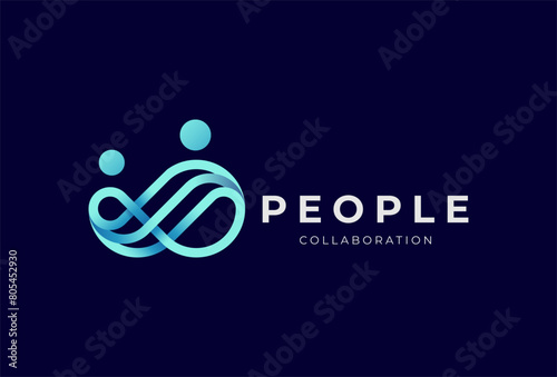People logo design, human with infinity icon combination, people Logo template , vector illustration