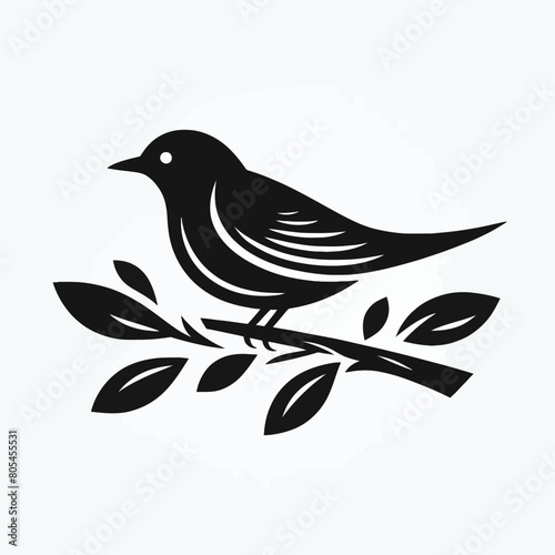 black bird silhouette vector illustration white background