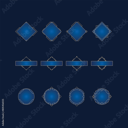 Vector user interface elements. Fantasy magic. Elements for game UI. Vector Illustration. Avatar RPG. Game frame collection. Gaming. 