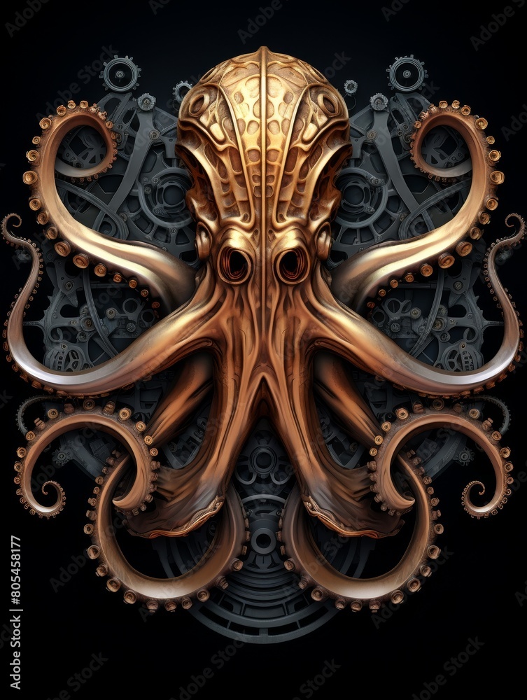 Steampunk Octopus Breathing Gears