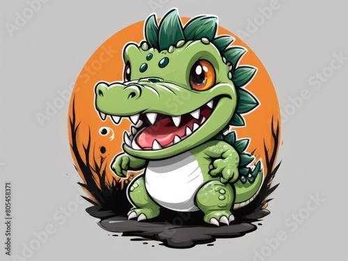mascot green crocodile cartoon illustration