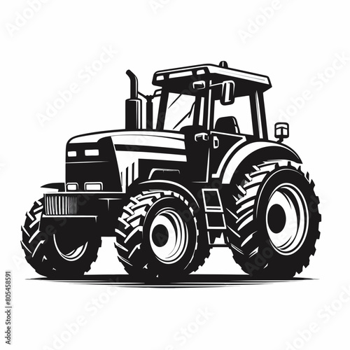 construction tractor silhouette vector illustration white background