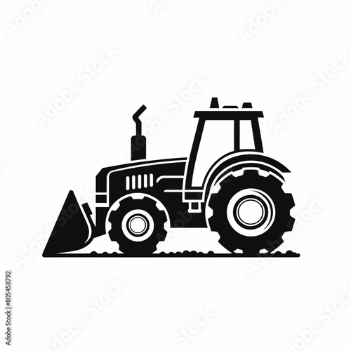 construction tractor silhouette vector illustration white background