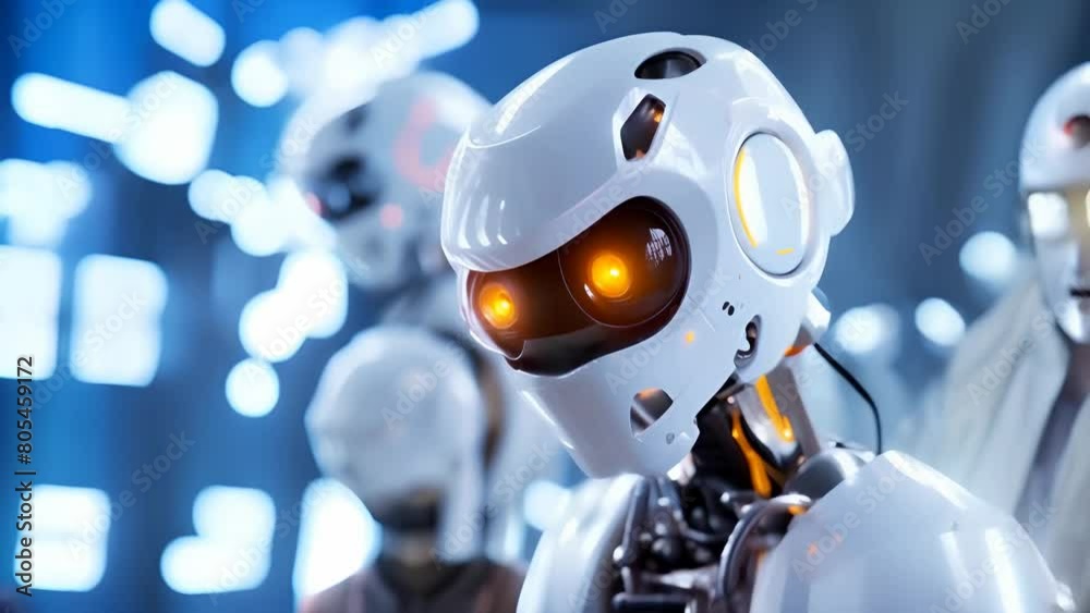 A futuristic robot with glowing eyes
A futuristic robot with glowing eyes