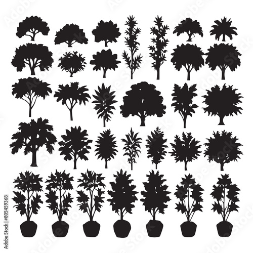 Detailed tree silhouettes - Illustration
