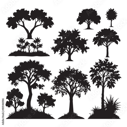 Detailed tree silhouettes - Illustration
