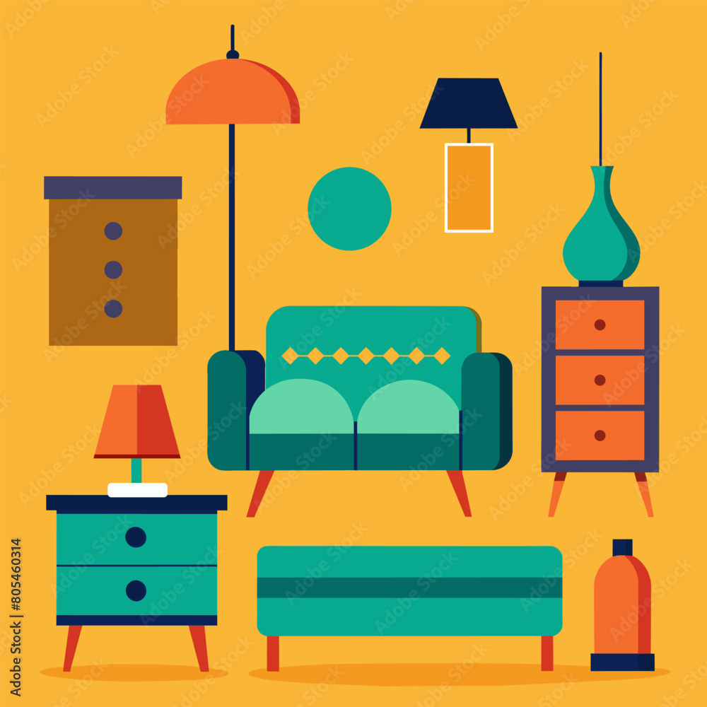 Modern living room interior furniture illustration Modern living room interior furniture illustration
