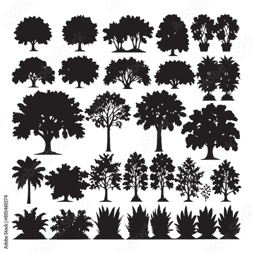 Detailed tree silhouettes - Illustration