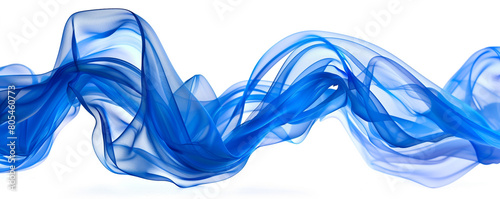 Electric blue wavy abstract design, pristine isolation on a white background, HD quality.