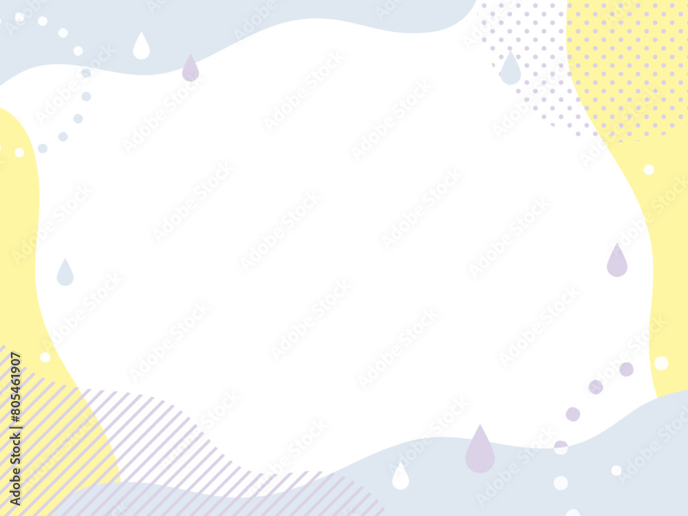 梅雨　夏　ポップ 　ウェーブ　フレーム　背景