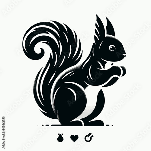  Squirrel silhouette vector illustration white background