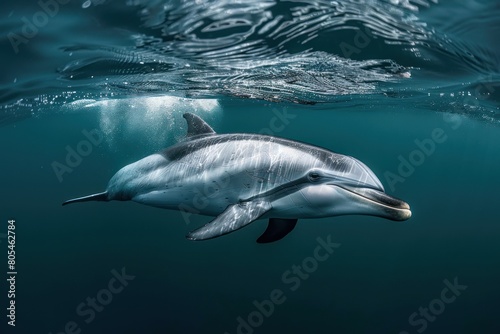 Graceful Dolphin Gliding in Crystal Blue Waters