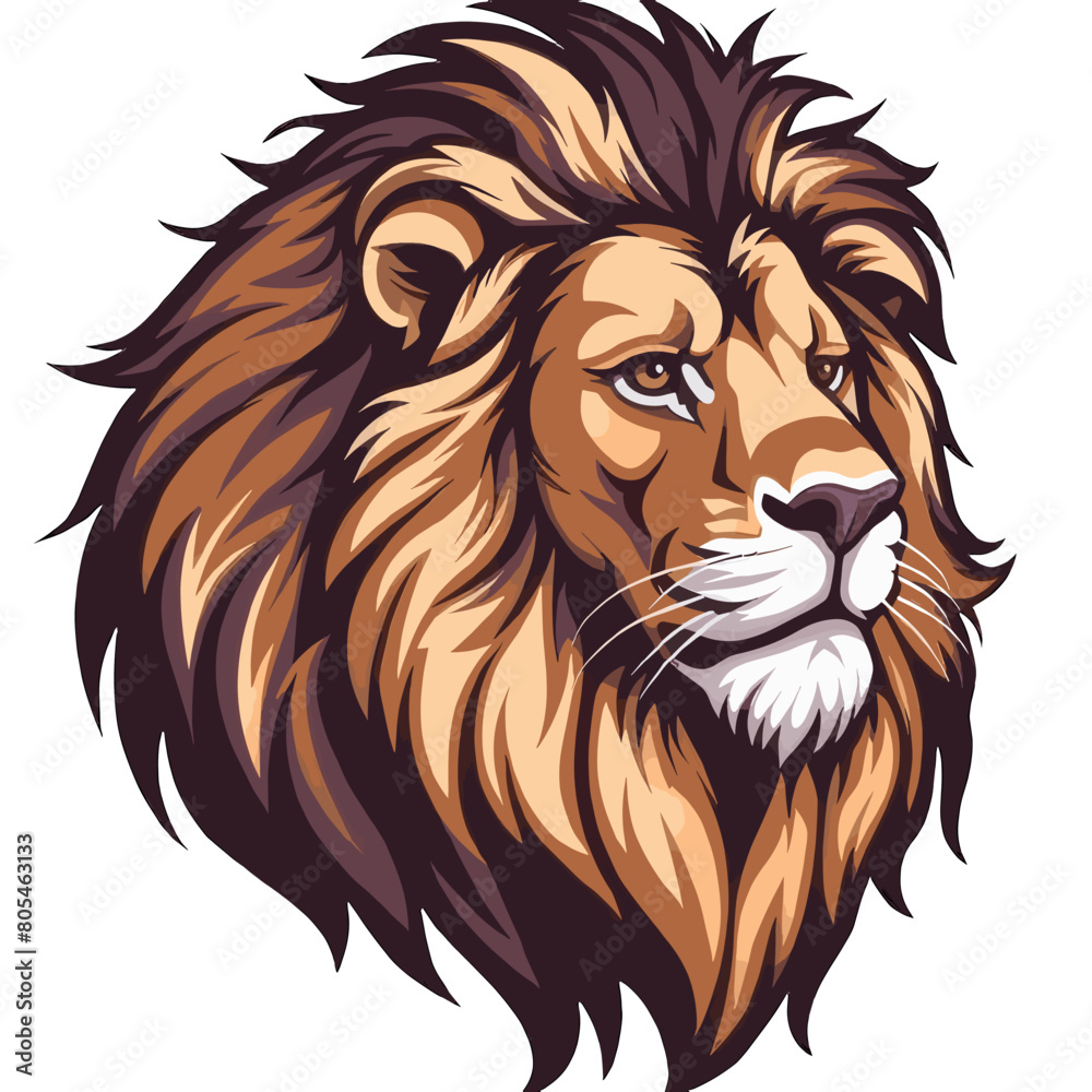 Majestic Lion Head Illustration with Detailed Mane and Soft Brown Tones, Perfect for Logos and Wildlife Themed Projects