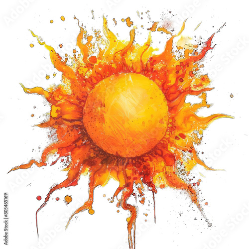 An abstract painting of a bright shining sun © DigitalArt