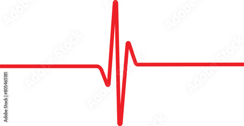 Red color ECG or EKG beat pulse line icon. Vector illustration of cardiac sign. Electrocardiograph pulse trace beat rate line on white background