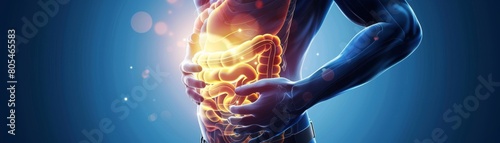 Person experiencing pain in the pancreas experiencing abdominal pain and digestive issues photo