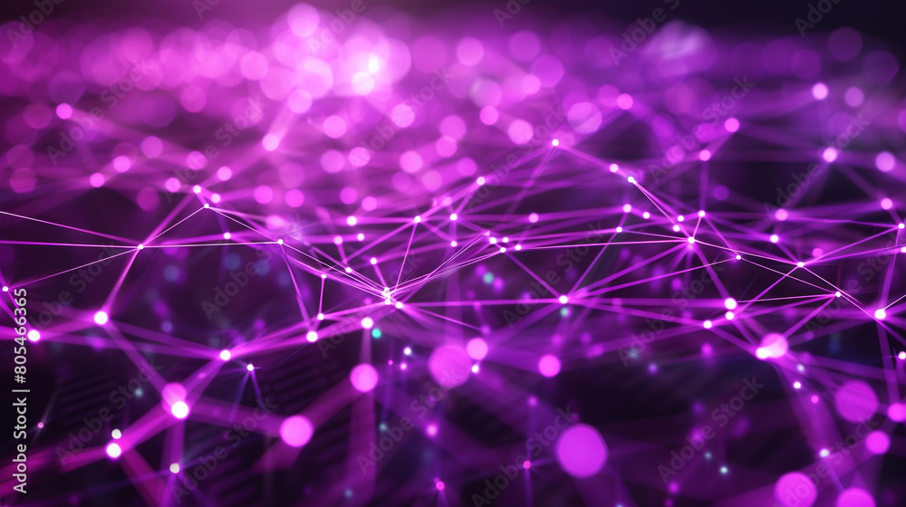Purple abstract tech grid with pulsating energy nodes and dynamic data links, representing futuristic network communication. Purple abstract tech grid with pulsating energy nodes and dynamic data links, representing futuristic network communication.