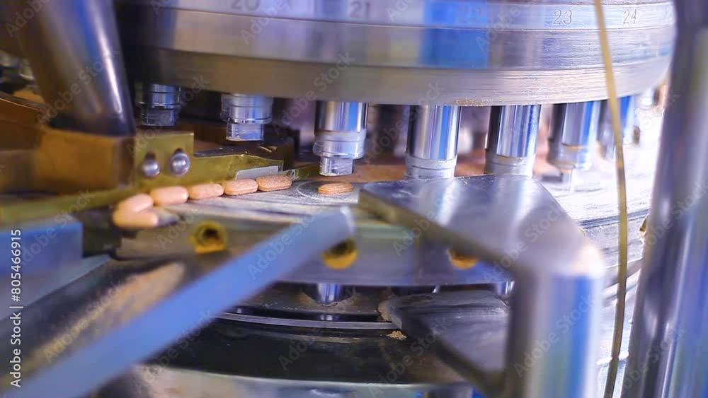 Medicine tablet making process in a pharma factory. Pharmaceutical ...