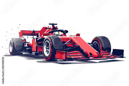 Red racing car on a white background. Side view. Vector illustration. © Ula